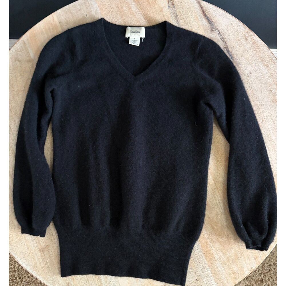 Black V neck pullover Neiman Marcus Cashmere Sweater